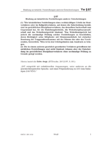 Dokument § 87 Bindung an tatsächliche Feststellungen anderer Entscheidungen