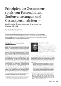 Dokument Prinzipien des Zusammenspiels von Personalräten, Stufenvertretungen und Gesamtpersonalräten