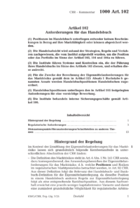 Dokument Artikel 102 Anforderungen für das Handelsbuch