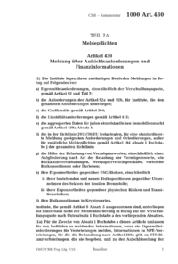 Dokument Artikel 430 Meldung über Aufsichtsanforderungen und Finanzinformationen