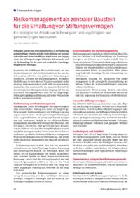 Dokument Risikomanagement als zentraler Baustein für die Erhaltung von Stiftungsvermögen