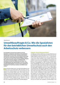 Dokument Umweltbeauftragte & Co.: Wie die Spezialisten für den betrieblichen Umweltschutz auch den Arbeitsschutz verbessern