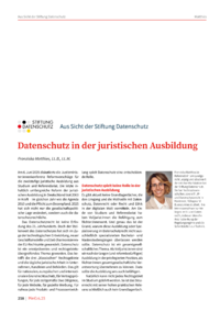 Dokument Aus Sicht der Stiftung Datenschutz: Datenschutz in der juristischen Ausbildung