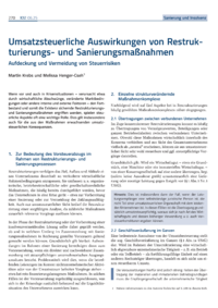 Dokument Umsatzsteuerliche Auswirkungen von Restrukturierungs- und Sanierungsmaßnahmen