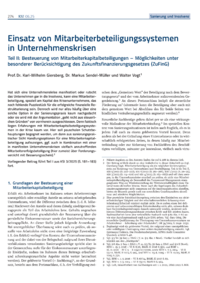 Dokument Einsatz von Mitarbeiterbeteiligungssystemen in Unternehmenskrisen