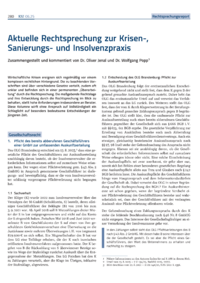 Dokument Aktuelle Rechtsprechung zur Krisen-, Sanierungs- und Insolvenzpraxis