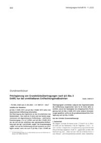 Dokument Privilegierung von Grundstücksübertragungen nach § 6 Abs. 3 EnWG nur bei unmittelbaren Entflechtungsmaßnahmen