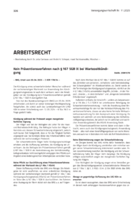 Dokument Kein Präventionsverfahren nach § 167 SGB IX bei Wartezeitkündigung