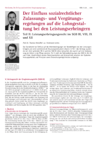 Dokument Der Einfluss sozialrechtlicher Zulassungs- und Vergütungsregelungen auf die Lohngestaltung bei den Leistungserbringern