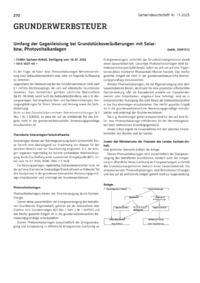 Dokument Umfang der Gegenleistung bei Grundst&uuml;cksver&auml;u&szlig;erungen mit Solar-bzw. Photovoltaikanlagen