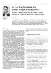 Dokument Versorgungssperren im einstweiligen Rechtsschutz