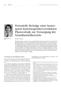 Dokument Potentielle Beiträge einer konsequent batteriespeicherverstärkten Photovoltaik zur Versorgung der Grundlastteilbereiche
