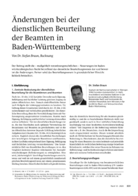 Dokument Änderungen bei der dienstlichen Beurteilung der Beamten in Baden-Württemberg