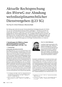 Dokument Aktuelle Rechtsprechung des BVerwG zur Ahndung wehrdisziplinarrechtlicher Dienstvergehen (§ 23 SG)