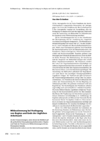 Dokument Mitbestimmung bei Festlegung von Beginn und Ende der täglichen Arbeitszeit