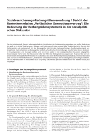 Dokument Sozialversicherungs-Rechengrößenverordnung / Bericht der Rentenkommission „Verlässlicher Generationenvertrag“: Die Bedeutung der Rechengrößensystematik in der sozialpolitischen Diskussion