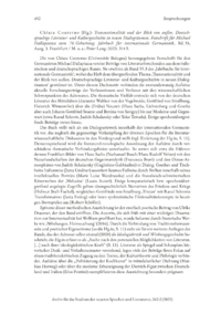 Dokument Chiara Conterno (Hg.):  Transnationalit&auml;t und der Blick von au&szlig;en. Deutschsprachige Literatur- und Kulturgeschichte in neuen Dialogr&auml;umen. Festschrift f&uuml;r Michael Dallapiazza zum 70. Geburtstag. Jahrbuch f&uuml;r internationale Germanistik , Bd. 55, Ausg. 3. Frankfurt / M. u. a.: Peter Lang: 2023.