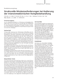 Dokument Strukturelle Mindestanforderungen bei Kodierung der intensivmedizinischen Komplexbehandlung