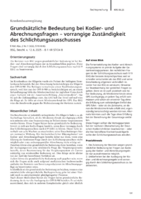Dokument Grundsätzliche Bedeutung bei Kodier- und Abrechnungsfragen – vorrangige Zuständigkeit des Schlichtungsausschusses