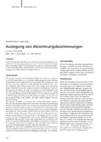 Dokument Auslegung von Abrechnungsbestimmungen