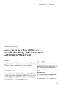Dokument Abgrenzung zwischen station&auml;rer Notfallbehandlung oder ambulanter Abkl&auml;rungsuntersuchung