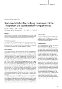 Dokument Statusrechtliche Beurteilung honorarärztlicher Tätigkeiten als sozialversicherungspflichtig