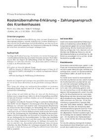 Dokument Kostenübernahme-Erklärung – Zahlungsanspruch des Krankenhauses