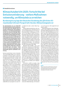 Dokument Klimaschutzbericht 2025: Fortschritte bei Emissionsminderung – weitere Maßnahmen notwendig, um Klimaziele zu erreichen