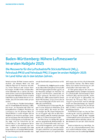 Dokument Baden-Württemberg: Höhere Luftmesswerte im ersten Halbjahr 2025