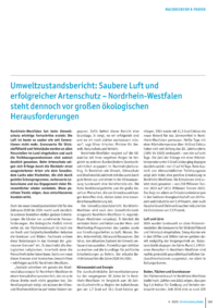 Dokument Umweltzustandsbericht: Saubere Luft und erfolgreicher Artenschutz – Nordrhein-Westfalen steht dennoch vor großen ökologischen Herausforderungen