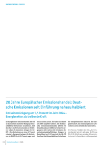 Dokument 20 Jahre Europ&auml;ischer Emissionshandel: Deutsche Emissionen seit Einf&uuml;hrung nahezu halbiert