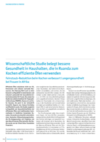 Dokument Wissenschaftliche Studie belegt bessere Gesundheit in Haushalten, die in Ruanda zum Kochen effiziente Öfen verwenden