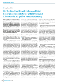 Dokument Der Zustand der Umwelt in Europa bleibt besorgniserregend: Natur unter Druck und Klimawandel als größte Herausforderung