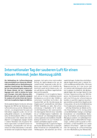 Dokument Internationaler Tag der sauberen Luft für einen blauen Himmel: jeder Atemzug zählt