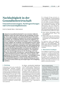 Dokument Nachhaltigkeit in der Gesundheitswirtschaft