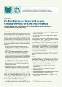 Dokument Die Kündigung der Telearbeit wegen Arbeitsbummelei und Arbeitszeitbetrug