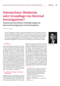 Dokument Datenschutz: Hindernis oder Grundlage von Internal Investigations?