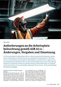 Dokument Anforderungen an die Arbeitsplatzbeleuchtung gemäß ASR A3.4 – Änderungen, Vorgaben und Umsetzung