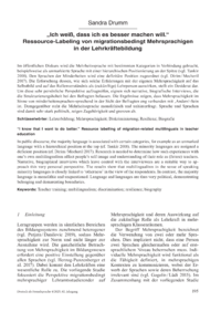 Dokument „Ich weiß, dass ich es besser machen will.“ Ressource-Labeling von migrationsbedingt Mehrsprachigen in der Lehrkräftebildung