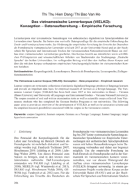 Dokument Das vietnamesische Lernerkorpus (VIELKO): Konzeption – Datenaufbereitung – Empirische Forschung