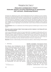 Dokument Diskursive Landeskunde in China? Kulturelle Themen und deren Bearbeitung im chinesischen DaF-Lehrwerk &bdquo;Studienweg Deutsch&ldquo;