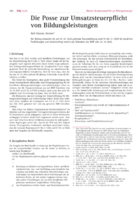 Dokument Die Posse zur Umsatzsteuerpflicht von Bildungsleistungen