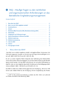 Dokument FAQ – Häufige Fragen zu den rechtlichen und organisatorischen Anforderungen an das Betriebliche Eingliederungsmanagement