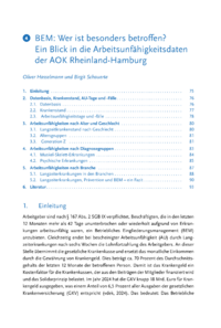 Dokument BEM: Wer ist besonders betroffen? Ein Blick in die Arbeitsunfähigkeitsdaten der AOK Rheinland-Hamburg
