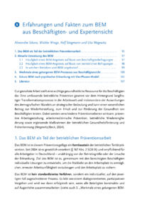 Dokument Erfahrungen und Fakten zum BEM aus Beschäftigten- und Expertensicht