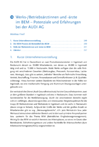 Dokument Werks-/Betriebsärztinnen und -ärzte im BEM – Potenziale und Erfahrungen bei der AUDI AG