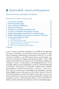 Dokument 20 Jahre BEM – Stand und Perspektiven