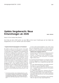 Dokument Update Vergaberecht: Neue Entwicklungen ab 2026