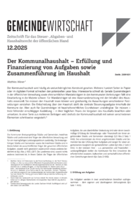 Dokument Der Kommunalhaushalt &ndash; Erf&uuml;llung und Finanzierung von Aufgaben sowie Zusammenf&uuml;hrung im Haushalt