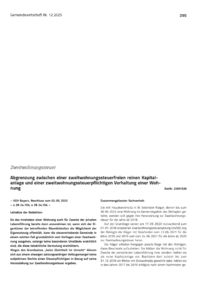 Dokument Abgrenzung zwischen einer zweitwohnungssteuerfreien reinen Kapitalanlage und einer zweitwohnungssteuerpflichtigen Vorhaltung einer Wohnung